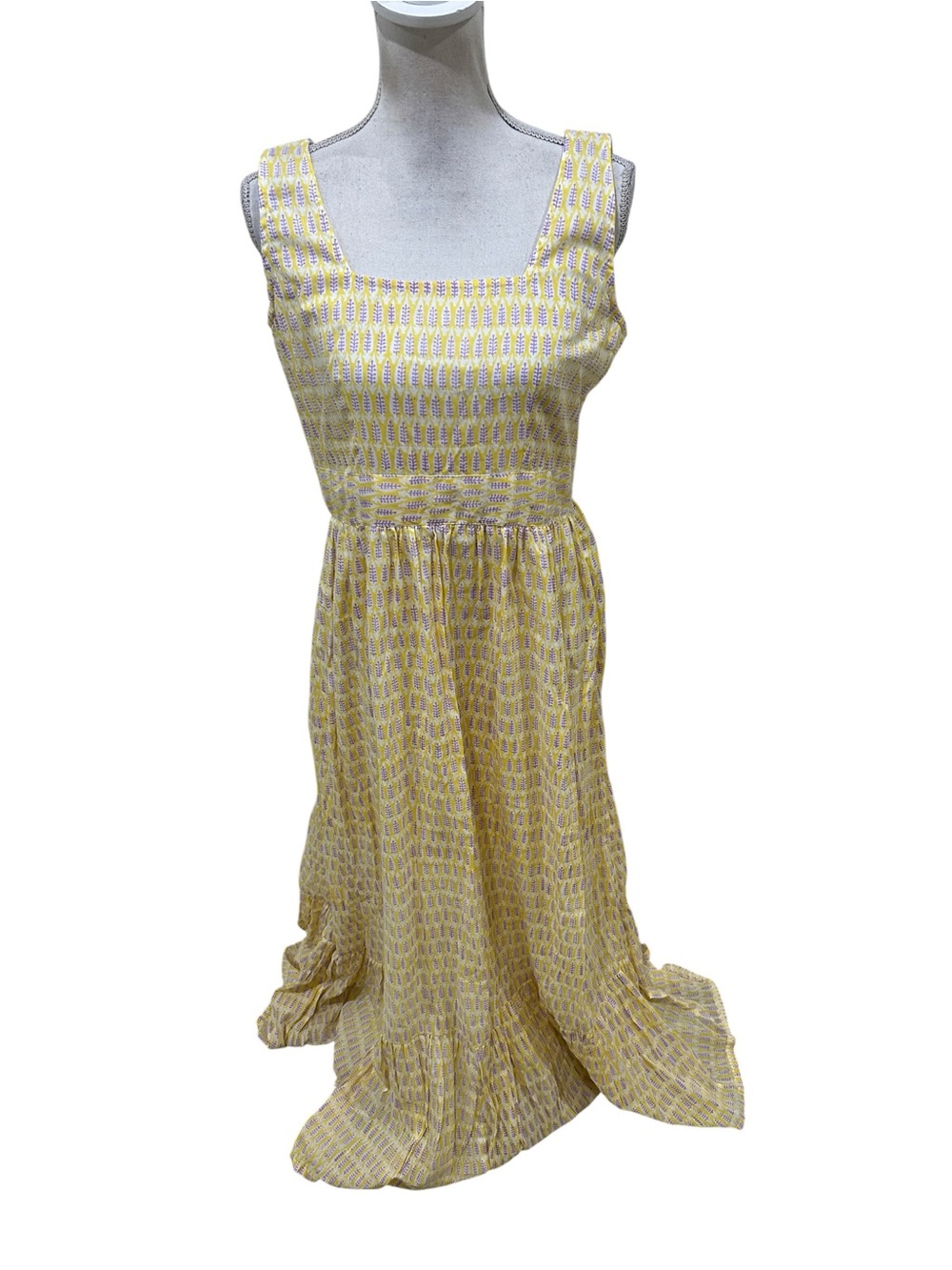 Women's Yellow Patterned Sleeveless Sundress